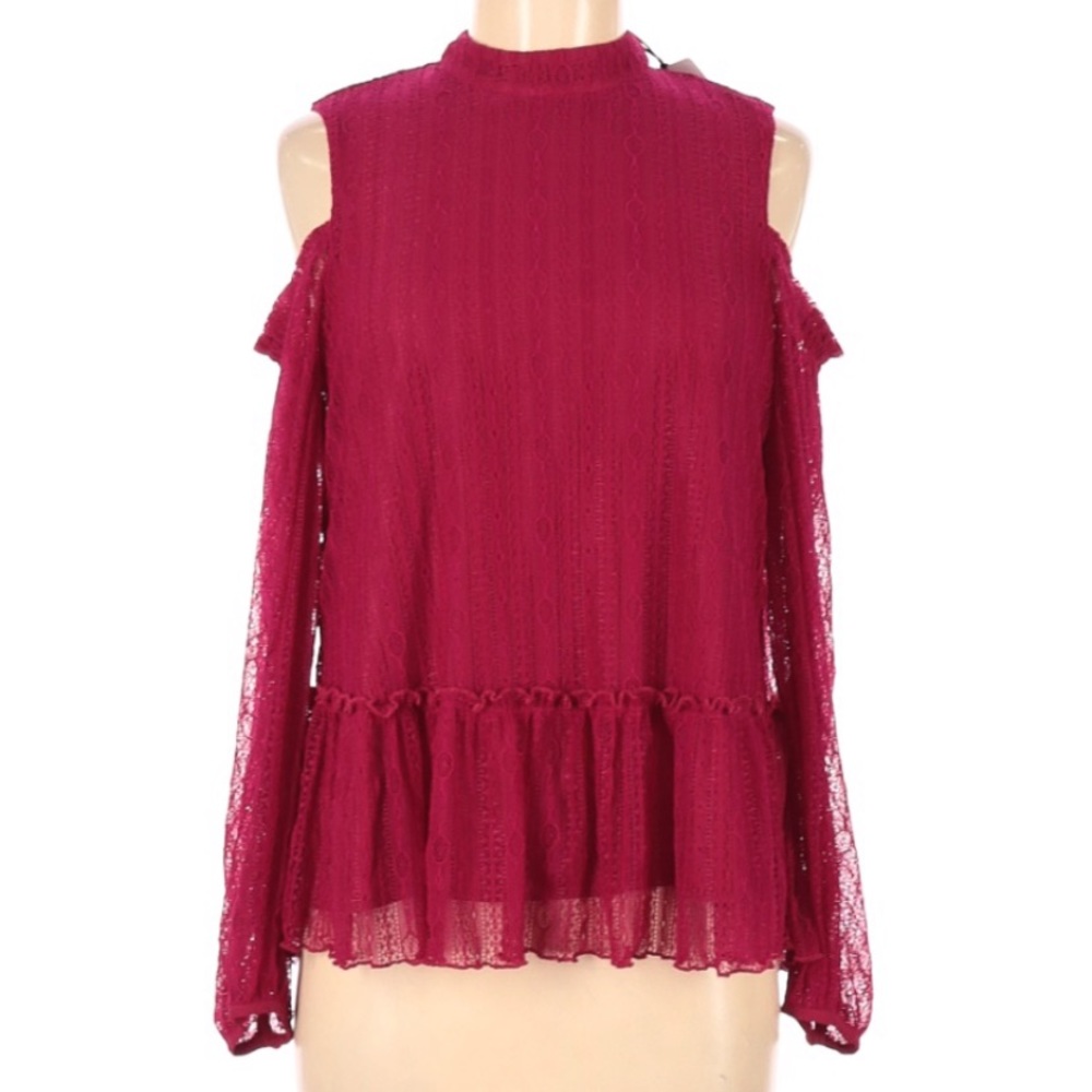 RO & DE | Magenta Lace Cold Shoulder Blouse - S